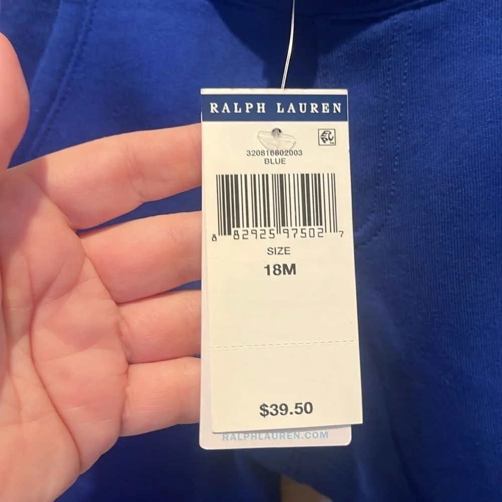New Ralph Lauren Boy’s Girl’s Blue Joggers Sweats Sweat pants size 18 Months NWT